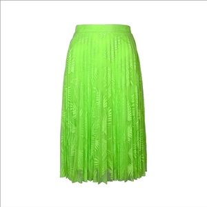 Midi mesh pleated palm print skirt